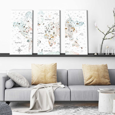 «World Traveller I», reproduction sur toile 3 pièces