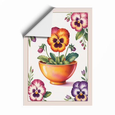 Pansy Study in Terracotta Botanical - Framed Print