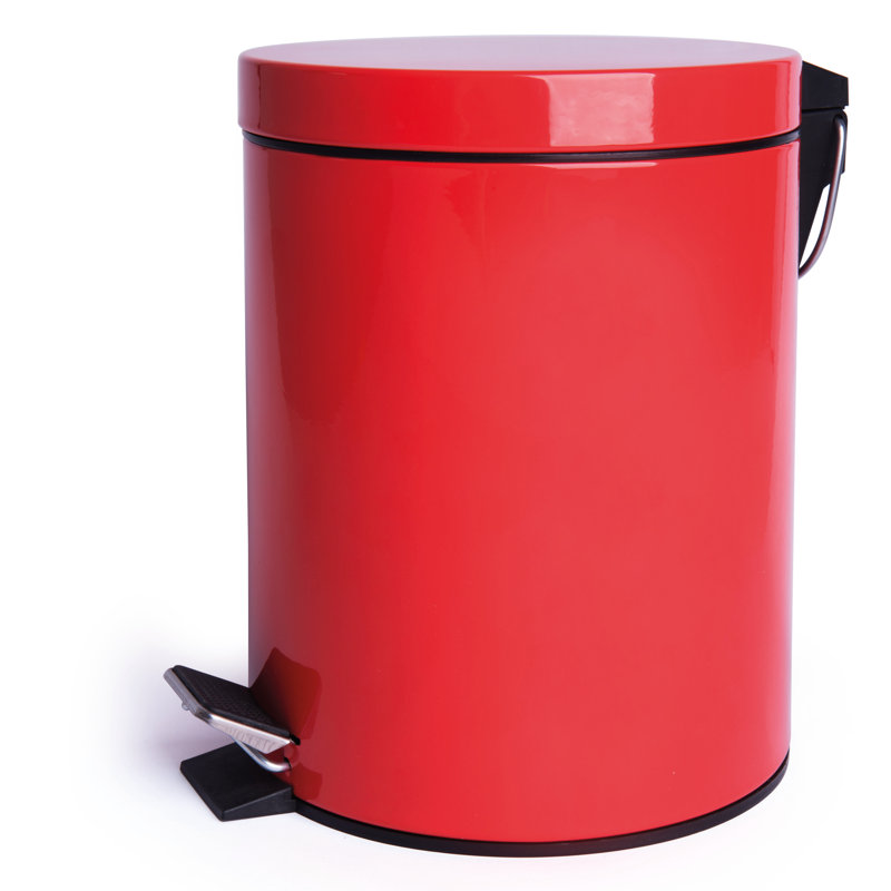 Steel Step On Kitchen Trash Can - 5L, Red