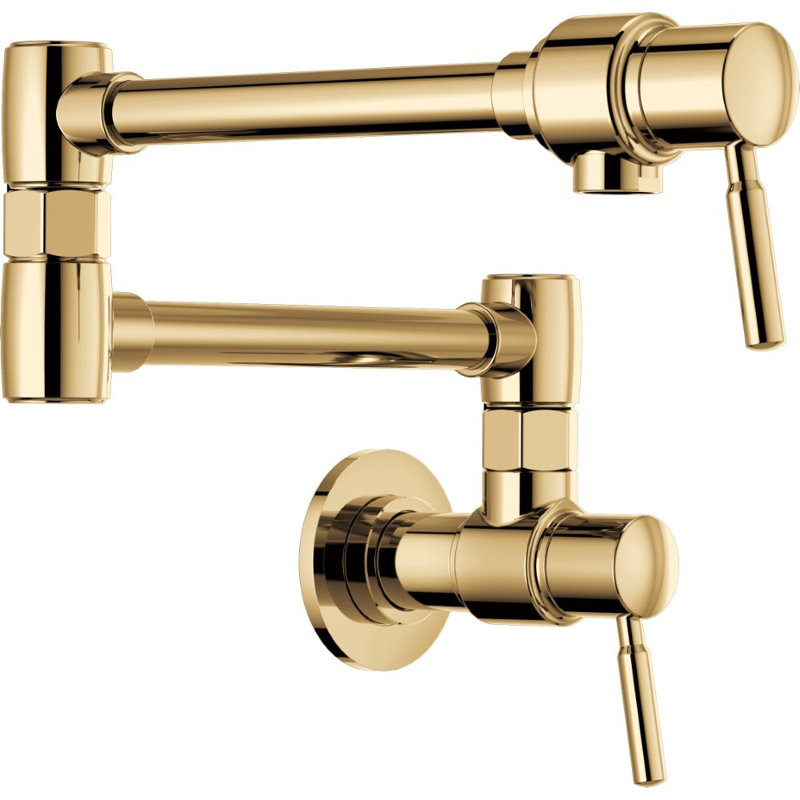 Euro Linear Wall Mount Pot Filler, Polished Gold