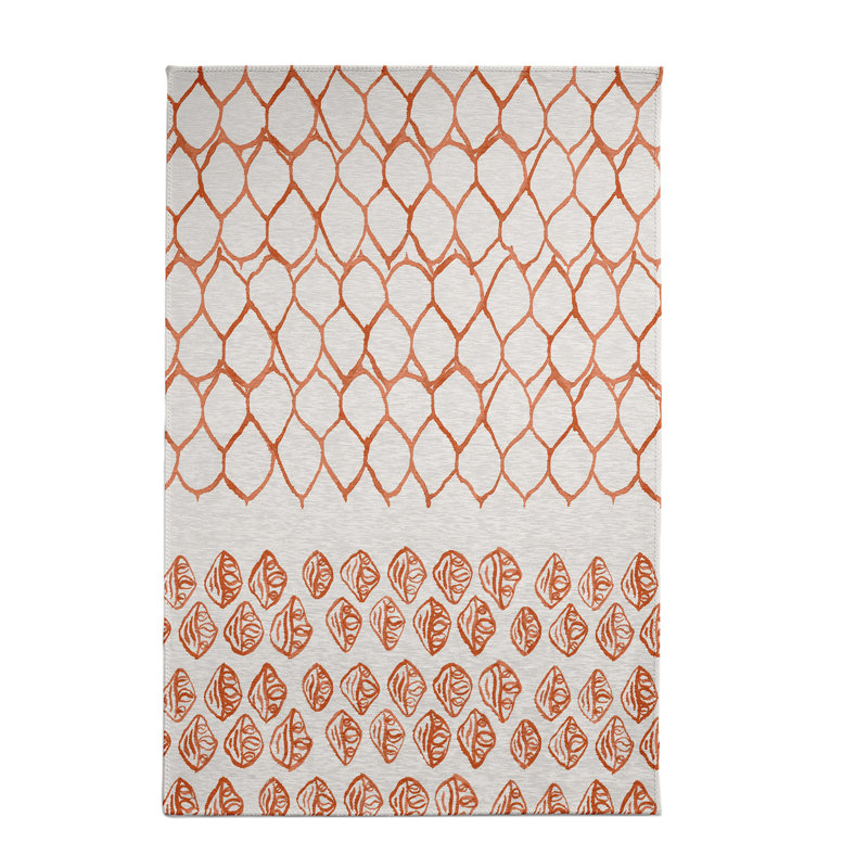 Tapis géométrique orange / gris, Rectangle 2 pi x 3 pi