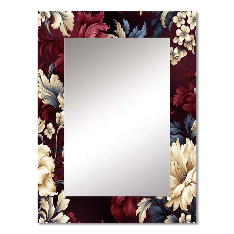Holbrook Regency damassé motif victorien grandiose - miroir floral, 32 po x 24 po
