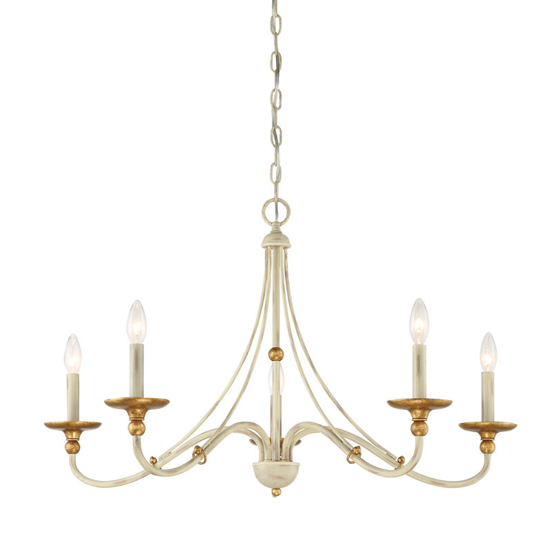 Lustre en roue de chariot à 5 lumières de style bougie, H 20 po x l 28 po x P 28 po