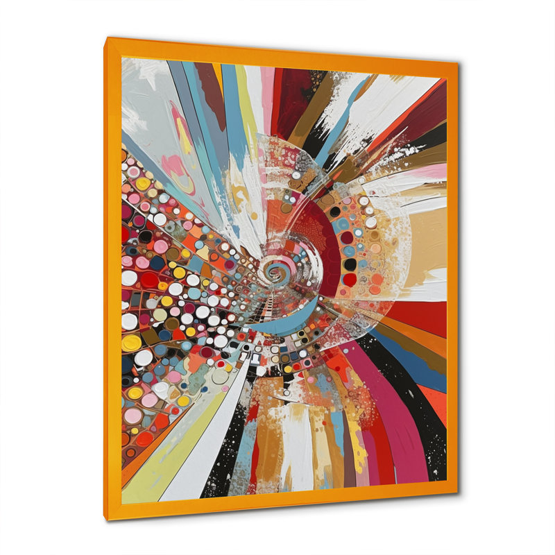 "Dots And Triangle Shapes", reproduction d'art sur toile abstraite, H 20 po x l 12 po x P 1 po, Encadrement doré