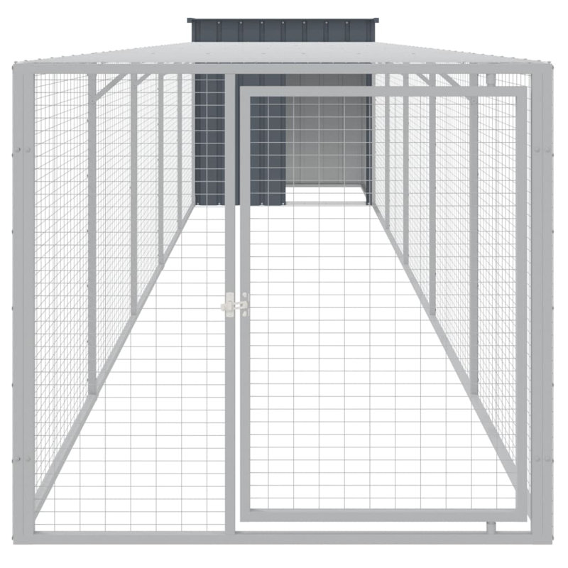 Poulailler avec grillage Ebelina, Gris anthracite, H 43,3 po x l 43,3 po x P 239,8 po