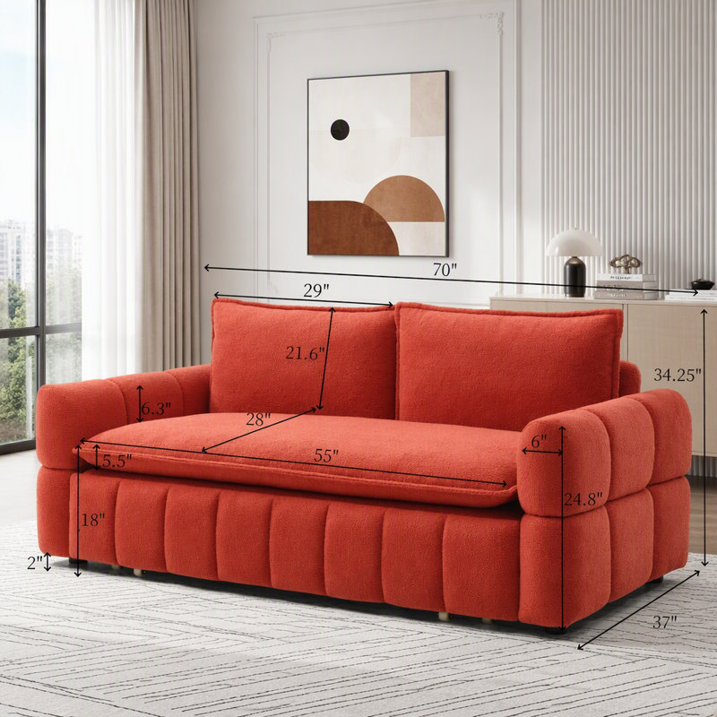 Canapé-lit convertible 3-en-1 en tissu Teddy