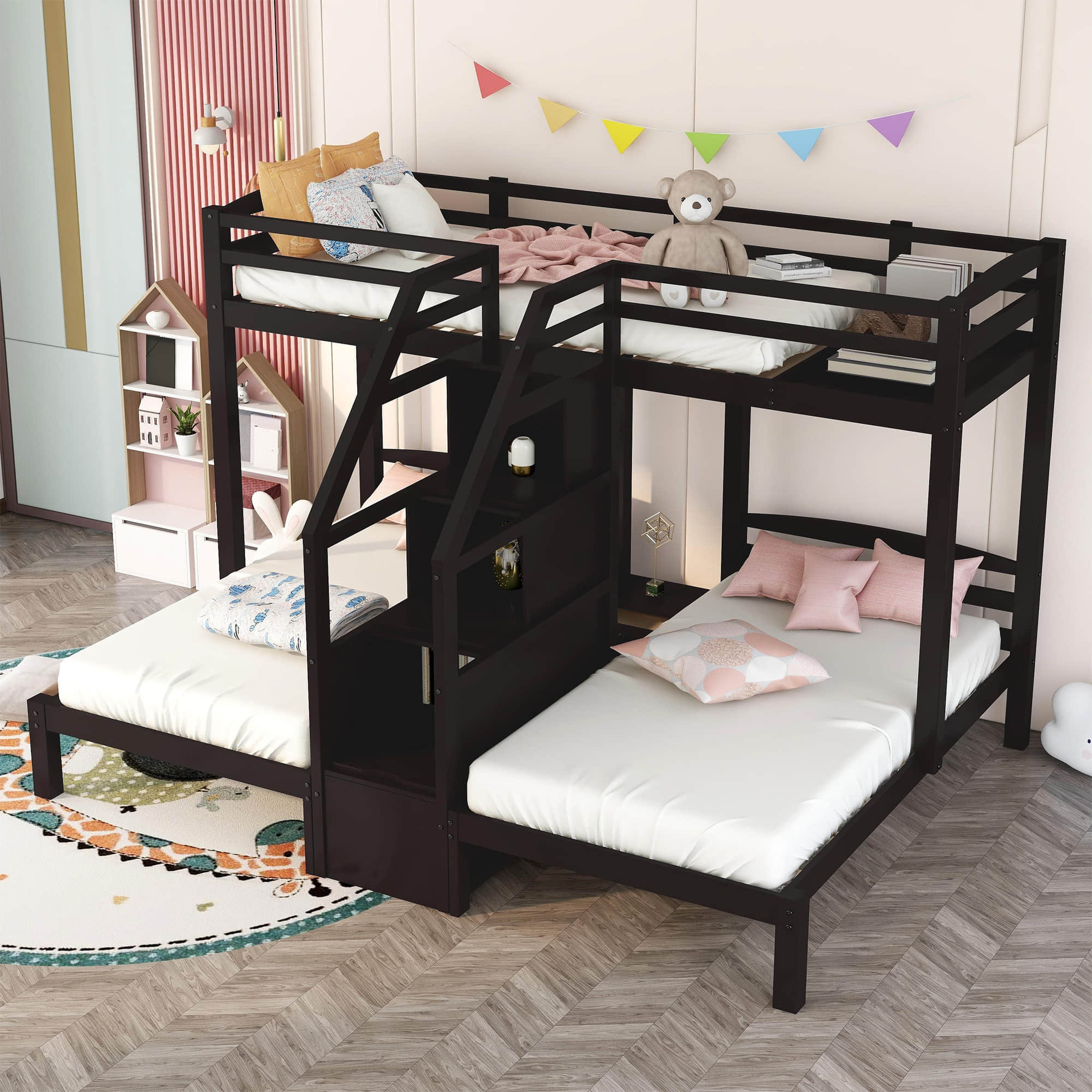 Harriet Bee Drewcilla Kids Twin Over Twin Bunk Bed with Drawers | Wayfair