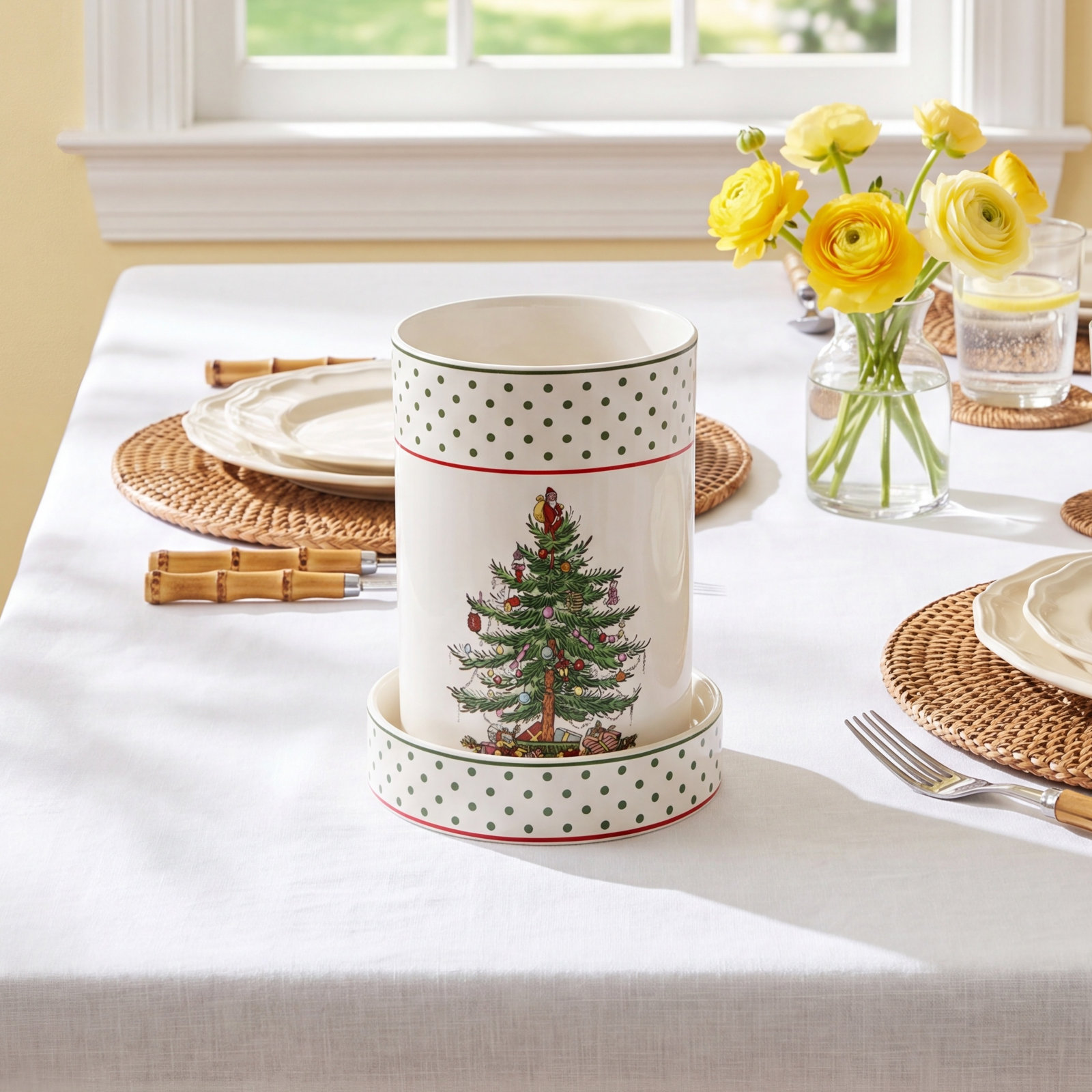 Christmas Tree Polka Dot Wine Chiller Set