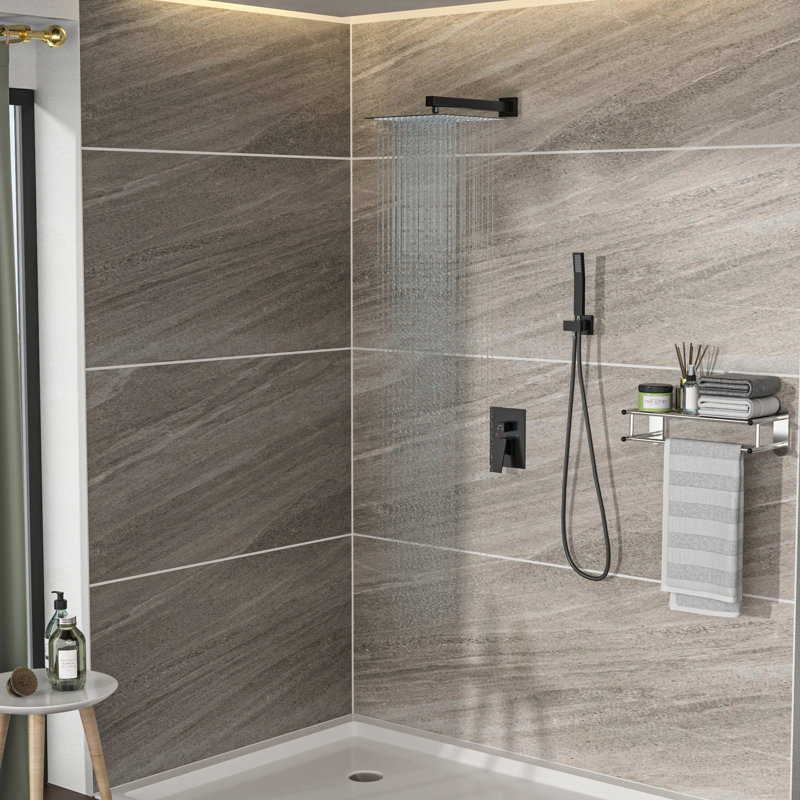 10 Inch Wall Mounted Dual Square Shower Head System - Oil Rubbed Bronze Rubber, Oil Rubber Bronze