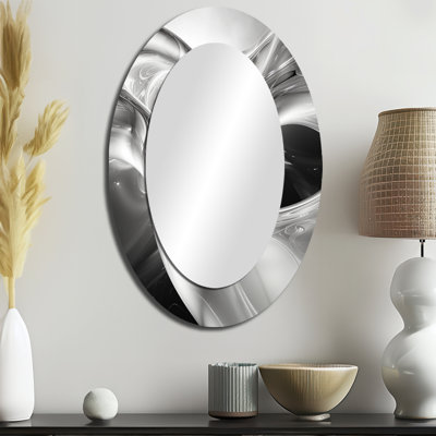 Miroir mural gris gris en acier abstrait noir Serenade III