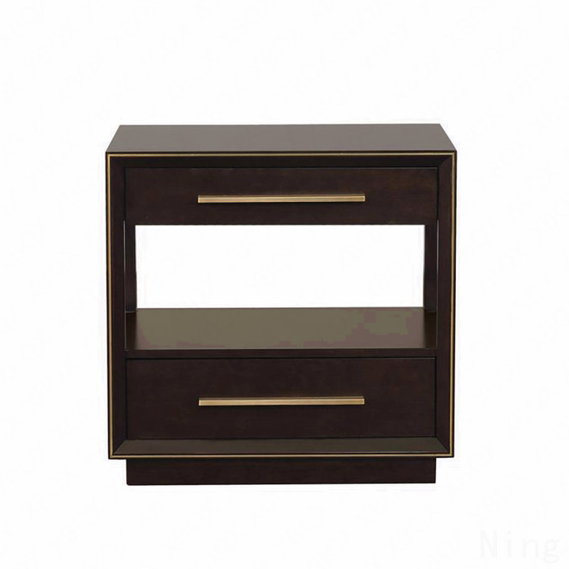 Table de chevet 2 tiroirs, Brun