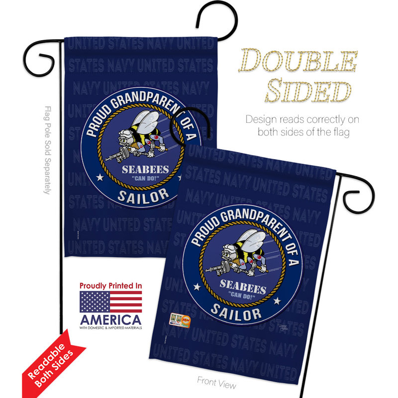 Drapeau de jardin en polyester 18,5 x 13 po Seabees Proud Grandparent