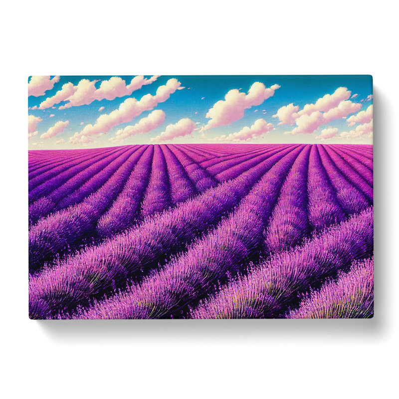 Artsy Lavender Flower Field - Wrapped Canvas, 35cm H x 50cm W x 3cm D