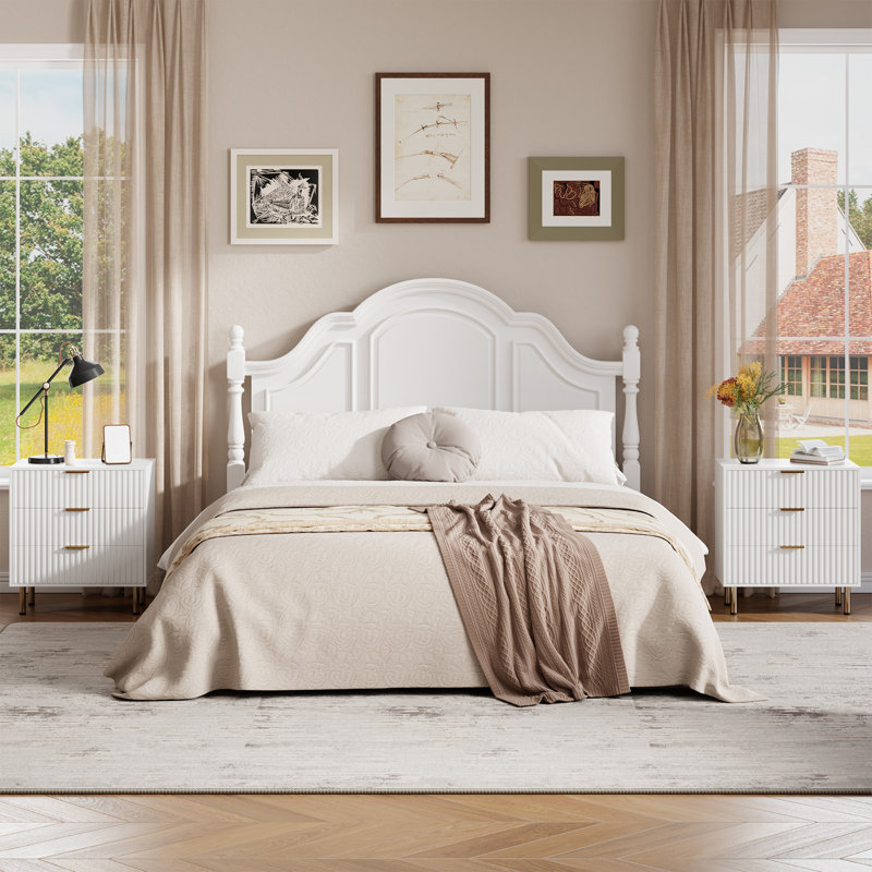 Commode de rangement cannelée 3 tiroirs, Blanc