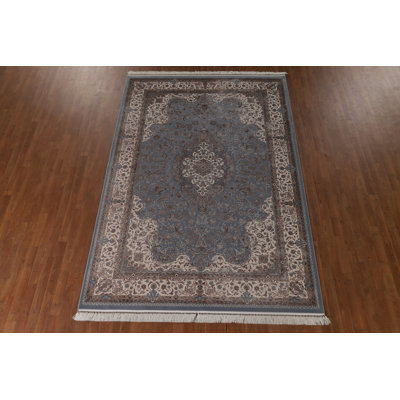 Traditional Blue Gray Turkish Area Rug 7x10