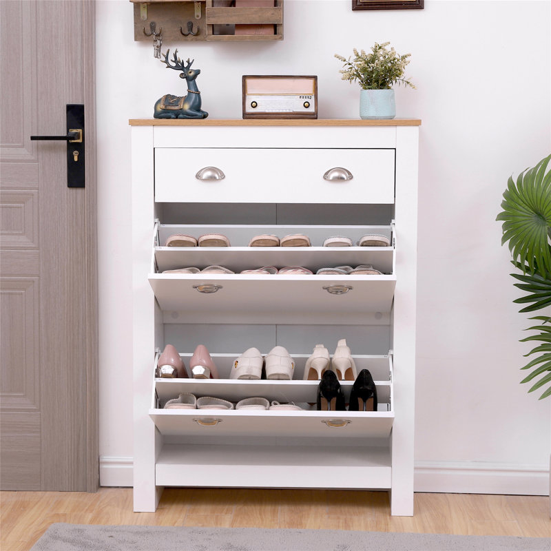 12 Pair Shoe Storage Cabinet, White