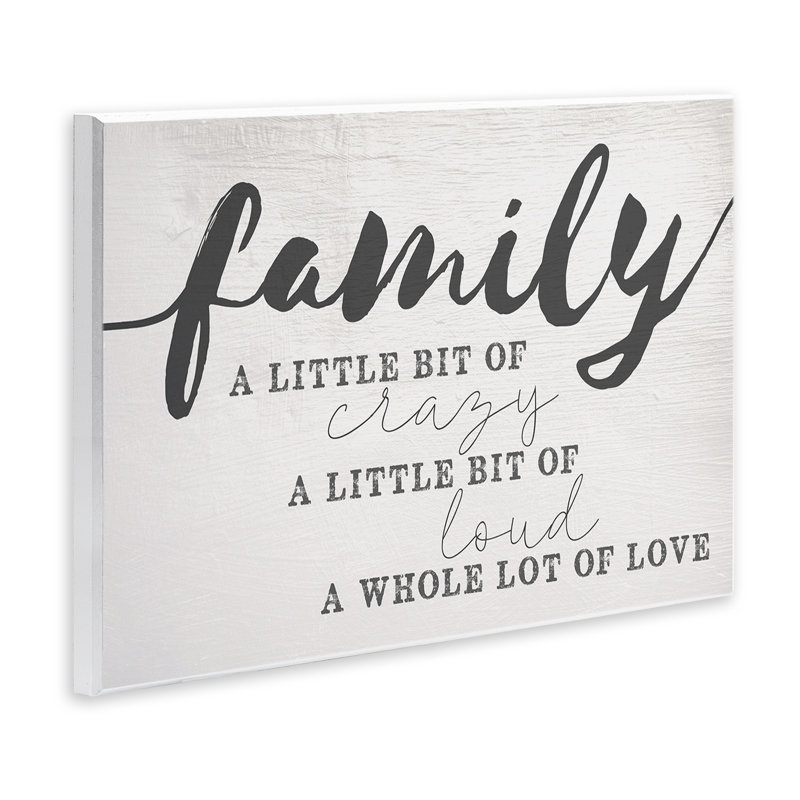 «Family Crazy Loud Love Inspirational Word Design», art textuel, H 13 po x l 19 po