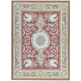 Hand-Knotted High-Quality Red and Beige Area Rug