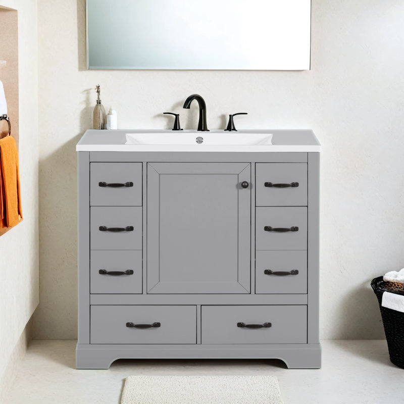 Meuble-lavabo simple 36,01 po avec comptoir en céramique Renardo