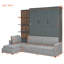 Grand lit escamotable peu encombrant, design moderne gris en MDF avec canapé