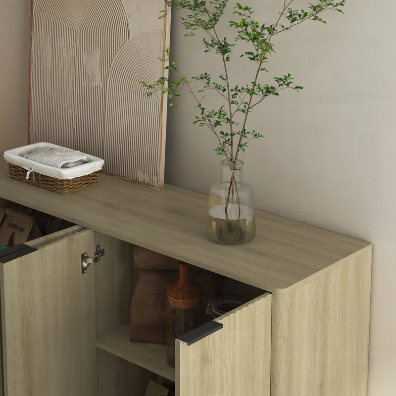 Buffet cannelé 55 po avec tablettes réglables, Bois