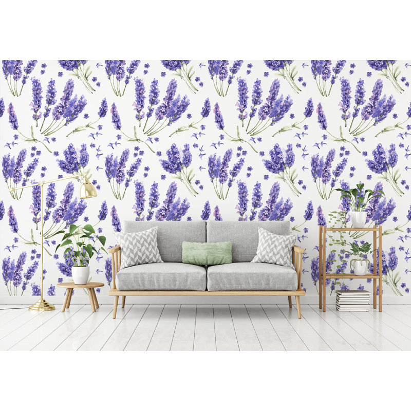 Purple Wildflowers Wallpaper, 520cm W x 300cm L