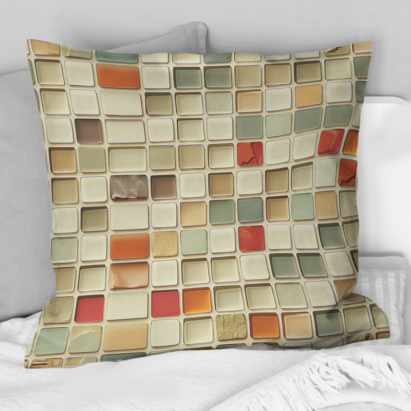 Carreau de mosaïque beige moderne - Coussin décoratif moderne, H 18 po x l 18 po