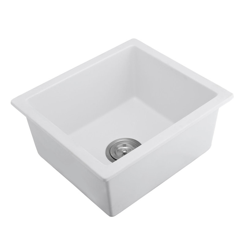 Évier de cuisine en quartz 18 po x 16 po - insonorisant et livré avec crépine et grille