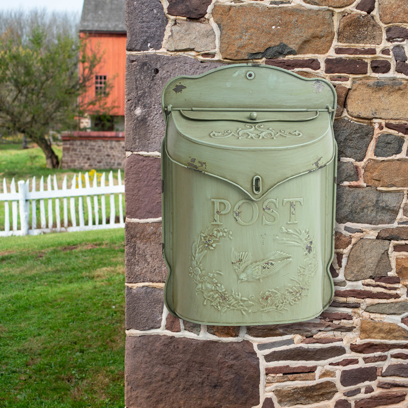 Vintage Wall Mounted Mailbox - Rustic Style Lockable Outdoor Mailbox with Antique Finish for Porch, Garden, or Indoor Decor
