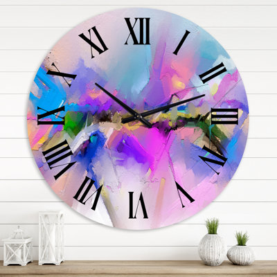 Rivière noire sur un paysage mauve et bleu - horloge murale moderne
