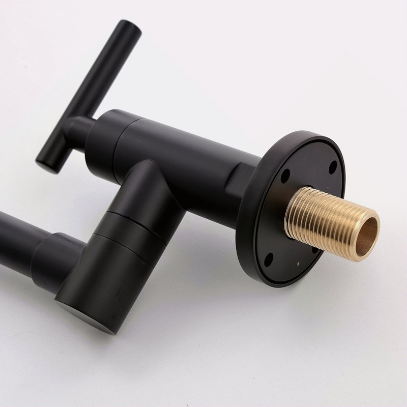 Brass Pot Filler,Wall Mount Commercial Pot Filler Faucet,Brass Copper Material Kitchen Folding Faucet,Coffee Machine Faucet With Stretchable Double Joint Swing Arms,Style A,Black Ened