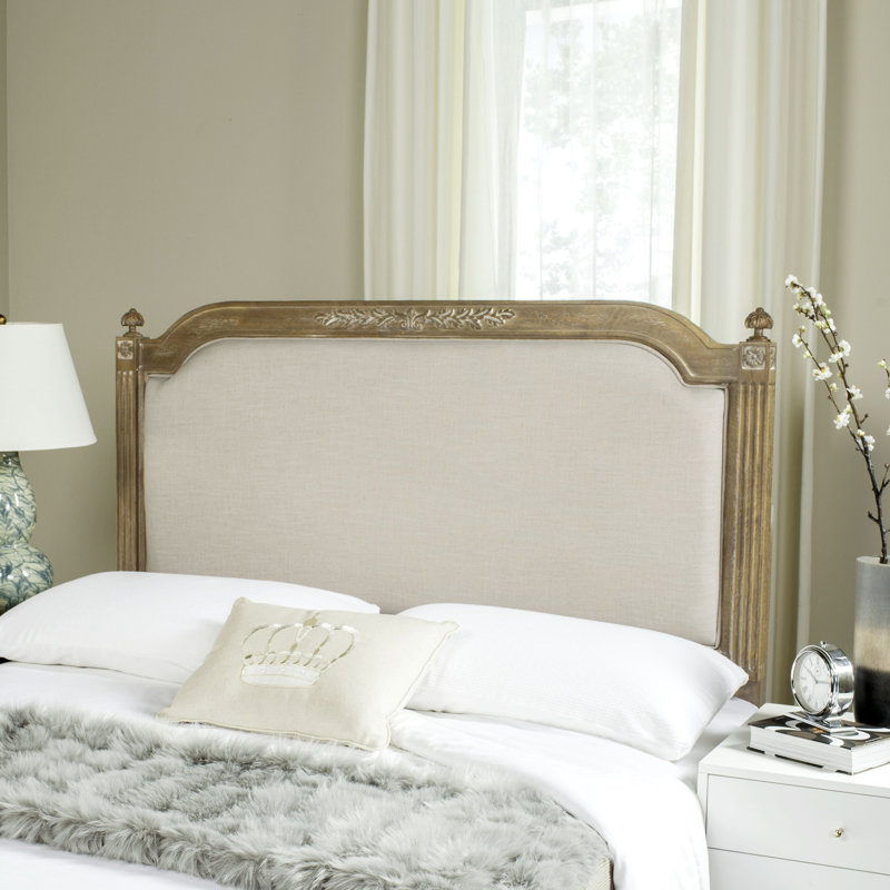 Arine Upholstered Headboard, Rustic Oak/Beige, Queen
