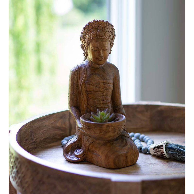 Statue artisanale en bois sculpté Lakshmi
