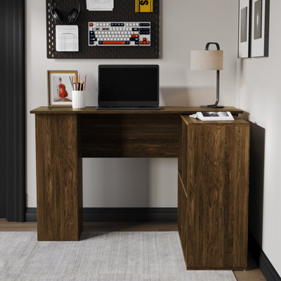 Linden Classic L-Shaped Corner Writing Desk – Brown