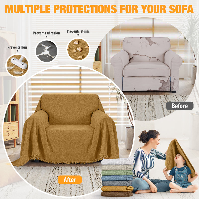 Wald Soft Sofa Cover,Washable Sectional Slipcover,Durable Sofa Blanket Couch Cover,Pet Friendly Bed Cover