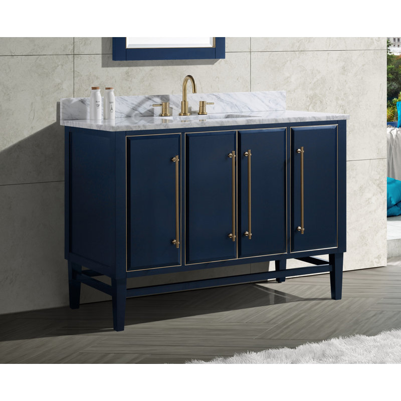 Mason 48'' W Single Bathroom Vanity Base, Navy Blue