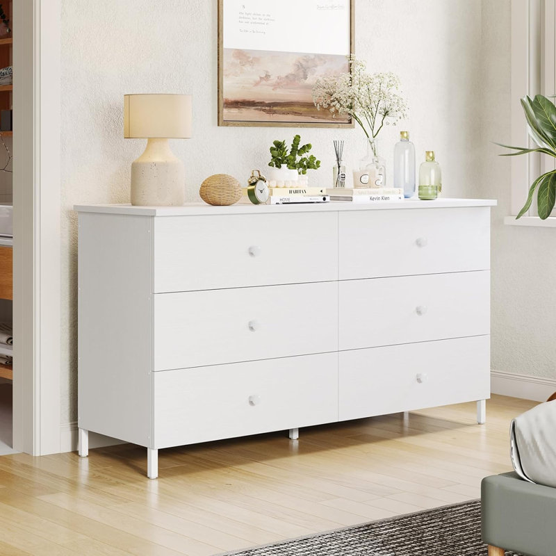 Cataleah 47.3'' W 6 - Drawer Dresser, White