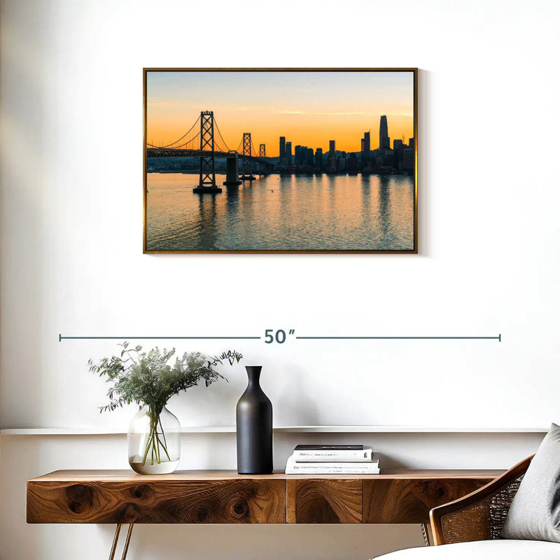 Pont Golden Oakland Bay, Cadre flottant doré, 31 po x 21 po