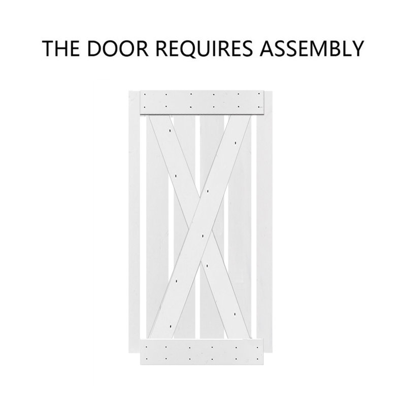 Porte de grange en bois lambrissé sans trousse de quincaillerie d’installation, H 84 po x l 42 po x P 1,5 po, Blanc pur
