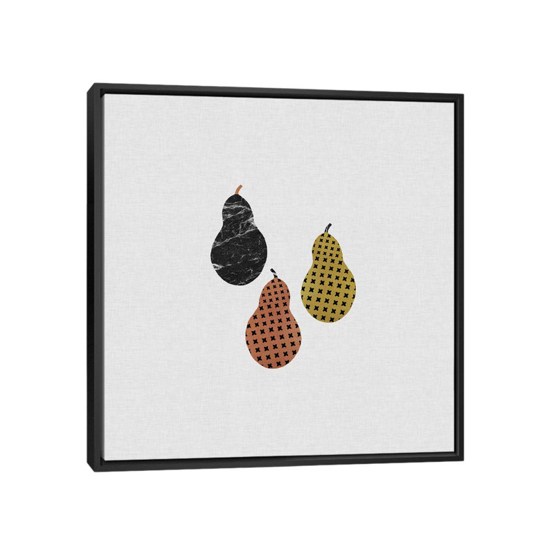 «Scandi Pears», impression sur toile, H 18 po x l 18 po x P 1,5 po, Toile avec cadre noir, Pas de tapis