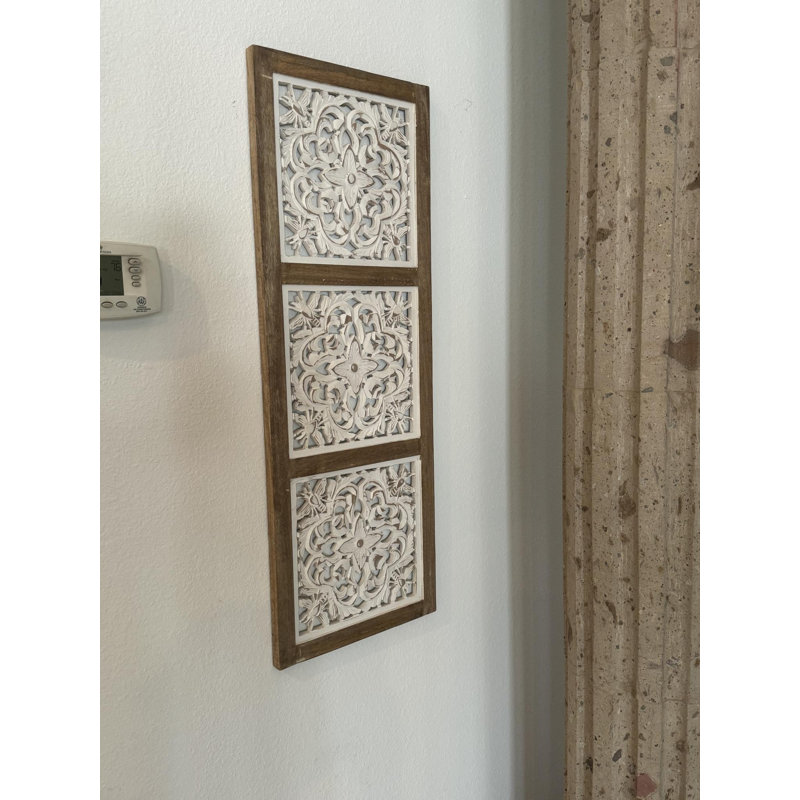 Queen Bee 3 Panel Wall Art Whitewash