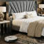 Modern Geometric Velvet Queen Upholstered Platform Bed