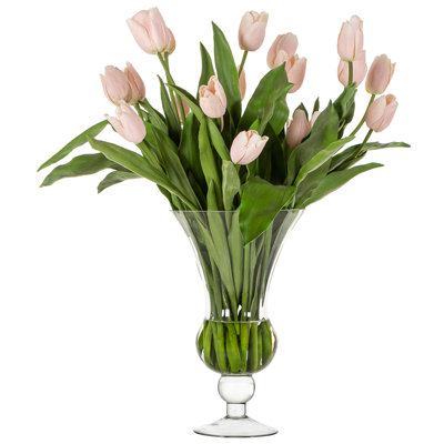Tulipe en verre à pieds hauts H 31 po x l 30 po x L 30 po