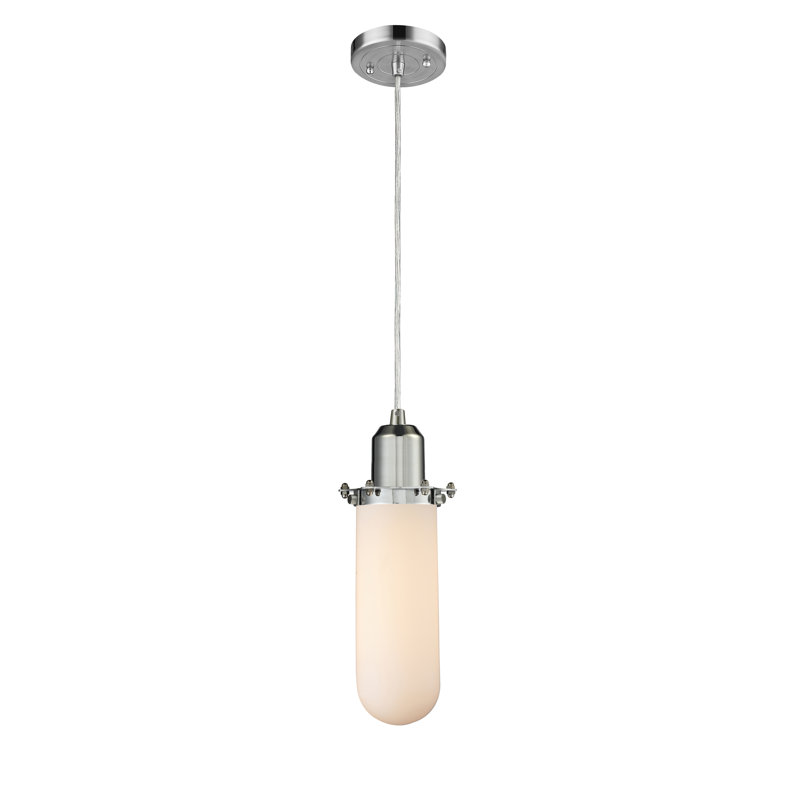 Luminaire suspendu géométrique 1 lumières simple Carrie, Blanc mat, Chrome poli