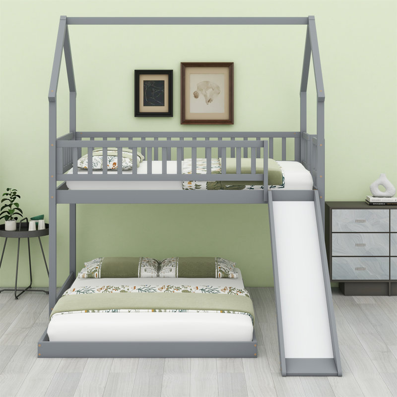Lit superposé avec glissade et échelle intégrée House, Gris