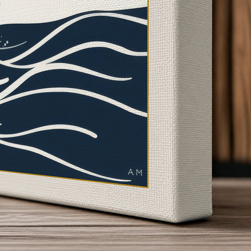 Breaching Whale Coastal - Wrapped Canvas, 36x24 - 91.4 x 61.0 cm, Cream Border