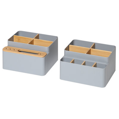 Bamboo & Plastic Desk Organizer