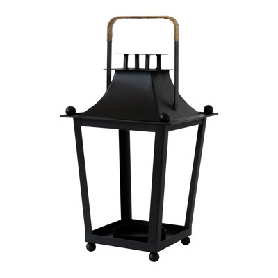 Stylish black floor tabletop metal lantern candle holder