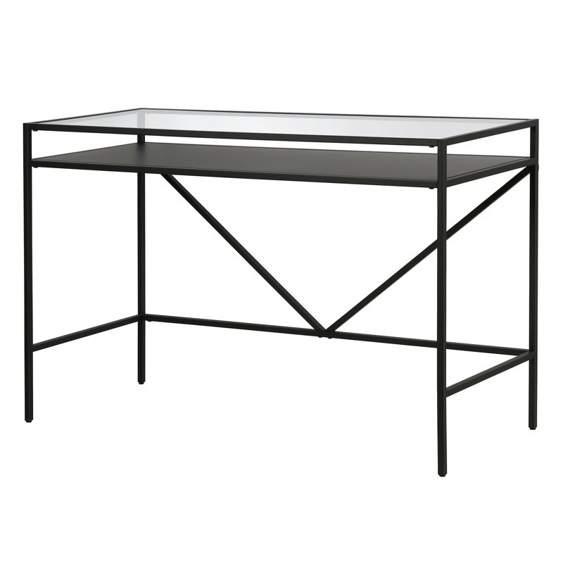 Glass Top Metal Base Writing Desk