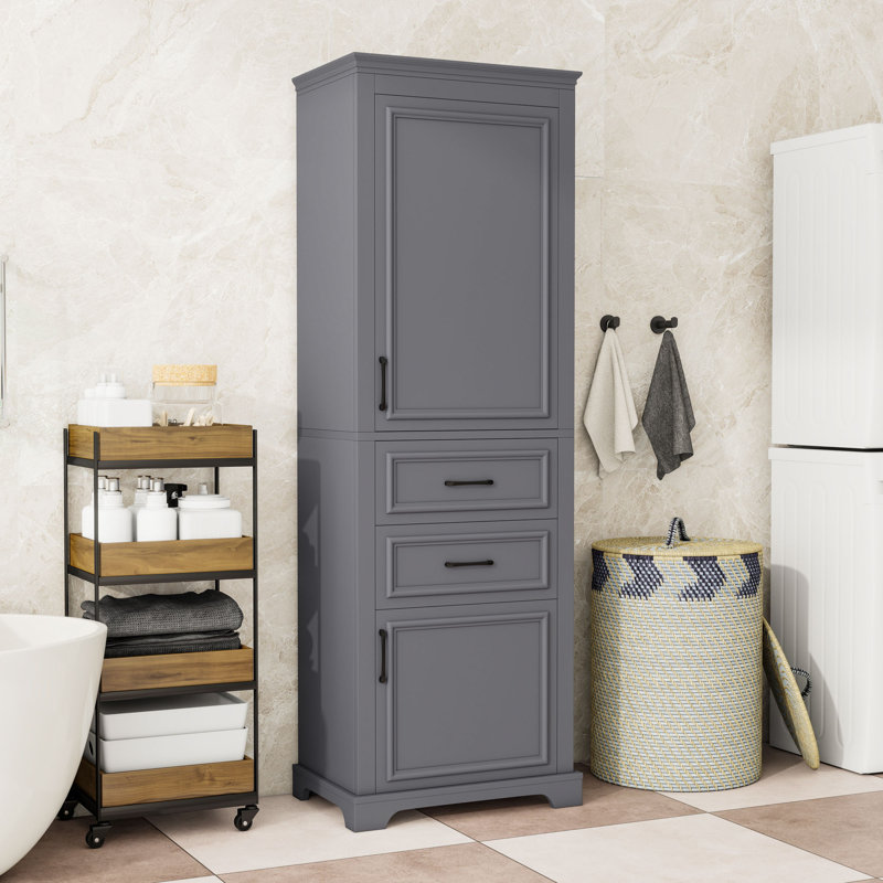 Armoire de rangement autoportante avec tablettes réglables, 2 tiroirs et 2 armoires de rangement, Charcoal Grey